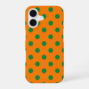 Coque iPhone 16 Motif de points orange et vert Design