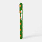 Coque iPhone 16 Motif de points orange sur fond vert  (Côté gauche)
