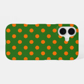 Coque iPhone 16 Motif de points orange sur fond vert  (Verso Horizontal)