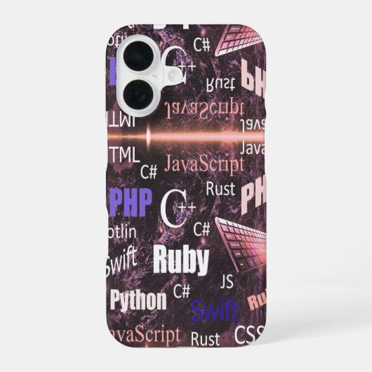 Coque iPhone 16 Motif de programmeur rose (Verso)