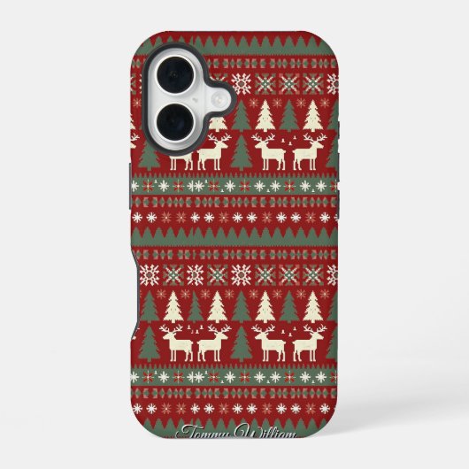 Coque iPhone 16 Motif de pull de Noël moche mignon (Verso)