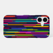 Coque iPhone 16 Motif de rayure verticale néon (Verso Horizontal)