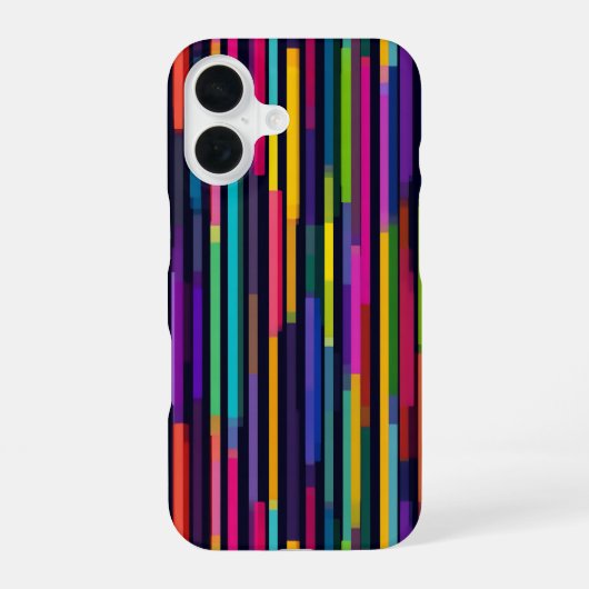 Coque iPhone 16 Motif de rayure verticale néon (Verso)