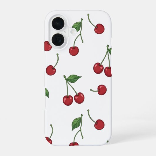 Coque iPhone 16 Motif de répétition de fruits de cerise (Verso)