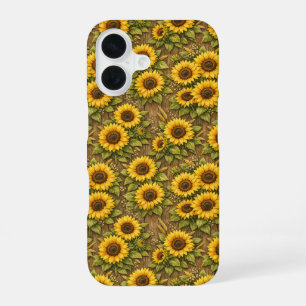 Coque iPhone 16 Motif de répétition sans couture de tournesol enso