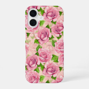 Coque iPhone 16 Motif de roses à l'aquarelle rose