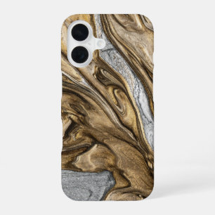 Coque iPhone 16 Motif de tourbillon de marbre terreux glamour