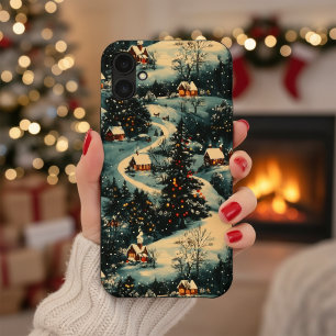 Coque iPhone 16 Motif de village de Noël vintage