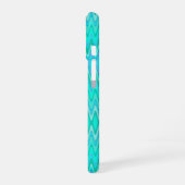 Coque iPhone 16 Motif de zigzag moderne - monogramme turquoise (Côté gauche)