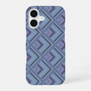 Coque iPhone 16 Motif d'écailles à rayures bleu-gris