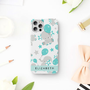 Coque iPhone 16 Motif D'Eléphants, Eléphants Mignons, Votre Nom