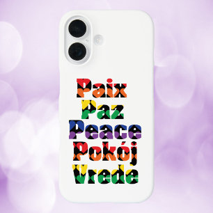 Coque iPhone 16 Motif du Coeur de Paix Arc-en-ciel