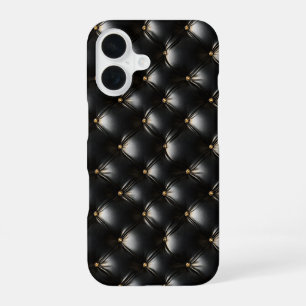 Coque iPhone 16 Motif en cuir noir courbé