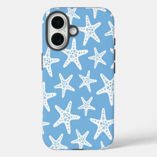 Coque iPhone 16 Motif étoile de mer bleue