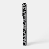 Coque iPhone 16 Motif Feuille tombé noir sur gris (Côté gauche)