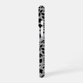 Coque iPhone 16 Motif Feuille tombé noir sur gris (Côté gauche)