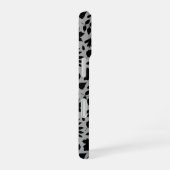 Coque iPhone 16 Motif Feuille tombé noir sur gris (Côté droit)