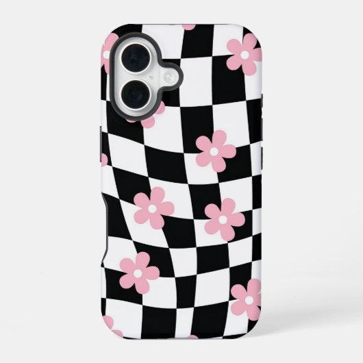 Coque iPhone 16 Motif Fleur Rétro (Verso)
