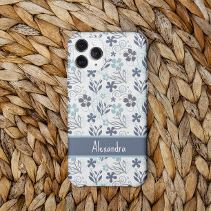 Coque iPhone 16 Motif Fleurs Bleues 