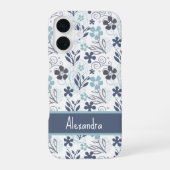 Coque iPhone 16 Motif Fleurs Bleues (Verso)