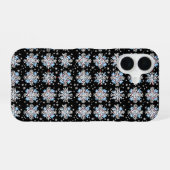 Coque iPhone 16 Motif Flocon de Neige Bleu (Verso Horizontal)