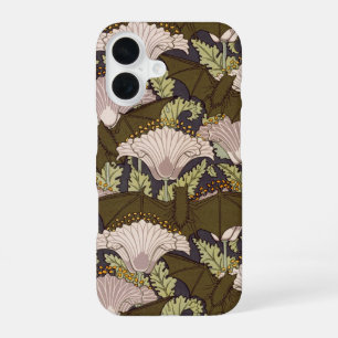 Coque iPhone 16 Motif floral Art nouveau vintage avec chauve-souri
