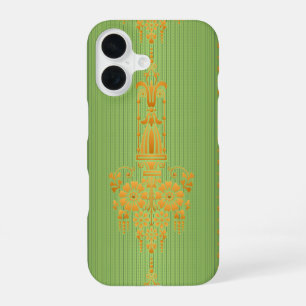 Coque iPhone 16 Motif floral baroque avec bordure V2020