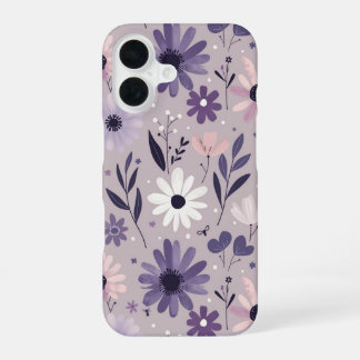 Coque iPhone 16 Motif floral rose pastel blanc foncé