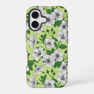 Coque iPhone 16 Motif floral tropical à fleurs d'Hibiscus blanc