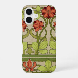 Coque iPhone 16 Motif floral vert sauge Art nouveau vintage