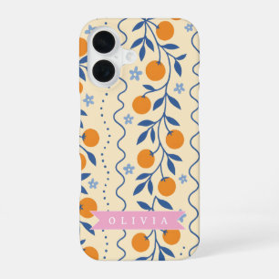 Coque iPhone 16 Motif folklorique personnalisé de citrus rétro mig