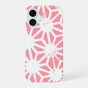 Coque iPhone 16 Motif géométrique corail