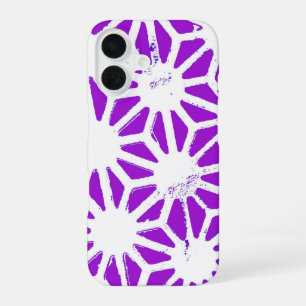 Coque iPhone 16 Motif géométrique violet royal