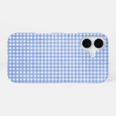 Coque iPhone 16 Motif Gingham Bleu et Blanc (Verso Horizontal)