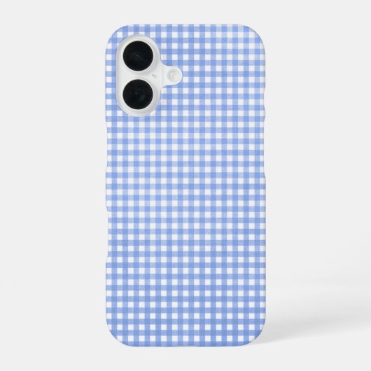 Coque iPhone 16 Motif Gingham Bleu et Blanc (Verso)
