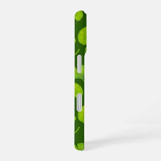 Coque iPhone 16 Motif Ginkgo sur vert foncé (Côté droit)