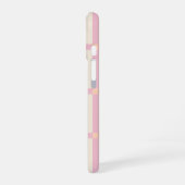 Coque iPhone 16 Motif Grille Beige et Rose Clair (Côté gauche)