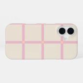 Coque iPhone 16 Motif Grille Beige et Rose Clair (Verso Horizontal)
