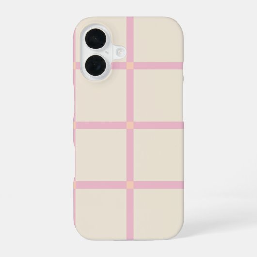 Coque iPhone 16 Motif Grille Beige et Rose Clair (Verso)