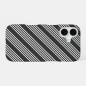 Coque iPhone 16 Motif gris clair et charbon cinq bandes (Verso Horizontal)