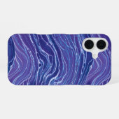 Coque iPhone 16 Motif Lavender Blue Abstrait Waves (Verso Horizontal)