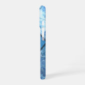 Coque iPhone 16 Motif Marbre Bleu avec Nom et Initiale Personnalis (Côté gauche)