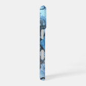 Coque iPhone 16 Motif Marbre Bleu avec Nom et Initiale Personnalis (Côté droit)