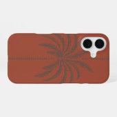 Coque iPhone 16 Motif minimaliste de palmier tropical en terre cui (Verso Horizontal)