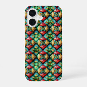 Coque iPhone 16 Motif mosaïque géométrique africain coloré