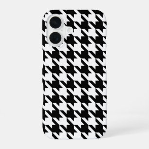 Coque iPhone 16 Motif pied-de-poule noir et blanc