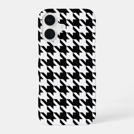 Coque iPhone 16 Motif pied-de-poule noir et blanc (Verso)