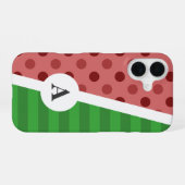 Coque iPhone 16 Motif pois et rayures pastèque (Verso Horizontal)