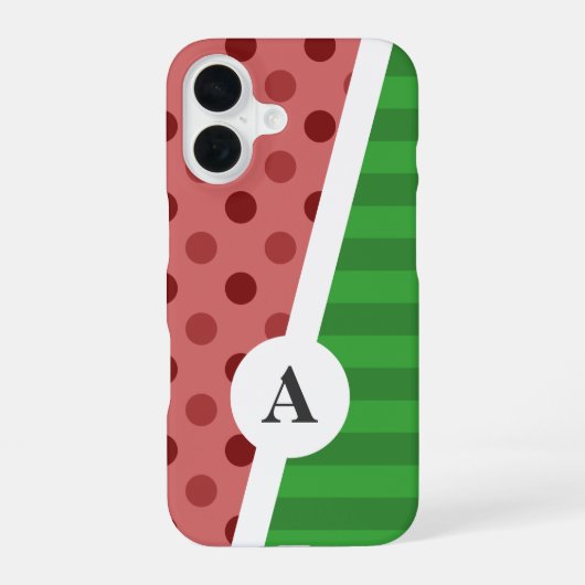 Coque iPhone 16 Motif pois et rayures pastèque (Verso)