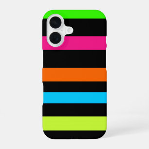 Coque iPhone 16 Motif Rayures Néon